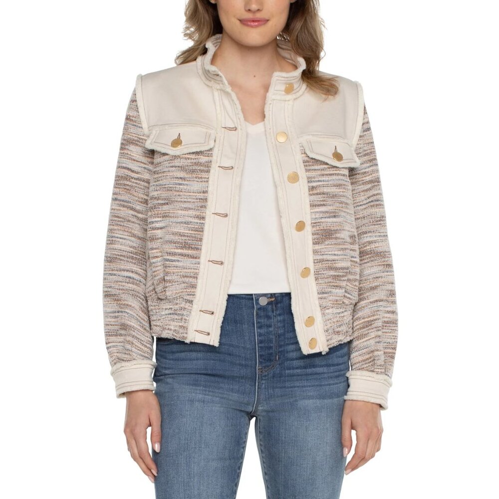 Liverpool Los Angeles Cropped Boucle Jacket, size S